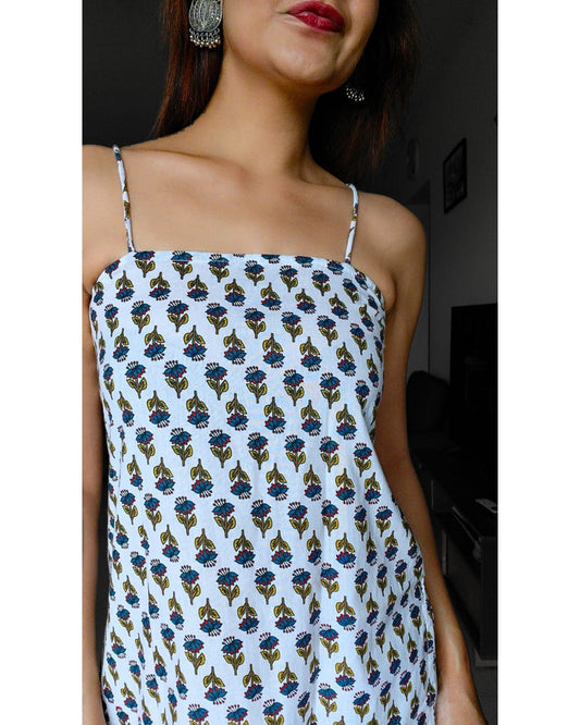 White Printed Cotton Kurti