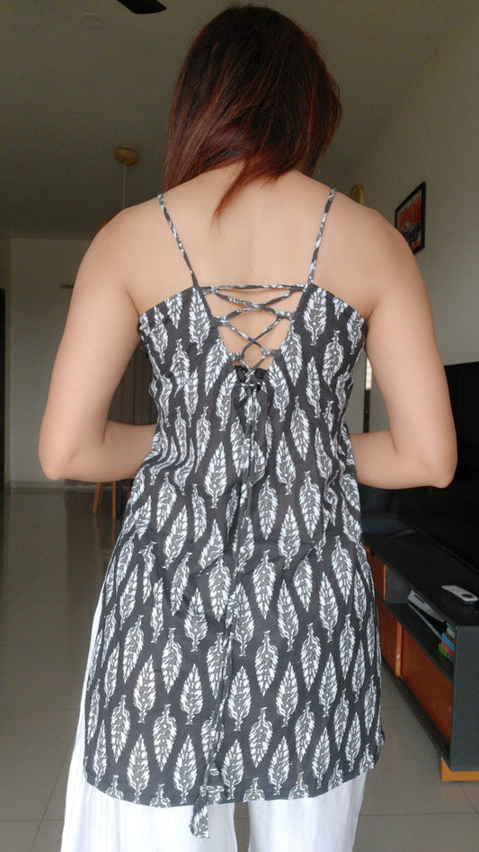 Black Printed Cotton Kurti